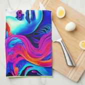 Neon Goddess mit blühendem kosmischem Haar Geschirrtuch (Viertel Falte)