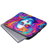 Neon Goddess mit blühendem kosmischem Haar Laptopschutzhülle (Vorne Knopf)
