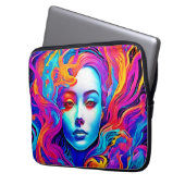 Neon Goddess mit blühendem kosmischem Haar Laptopschutzhülle (Vorderseite Links)