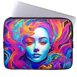 Neon Goddess mit blühendem kosmischem Haar Laptopschutzhülle