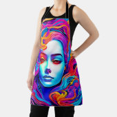 Neon Goddess mit blühendem kosmischem Haar Schürze (InSitu)