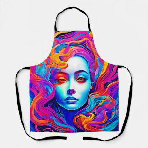 Neon Goddess mit blühendem kosmischem Haar Schürze