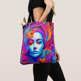 Neon Goddess mit blühendem kosmischem Haar Tasche