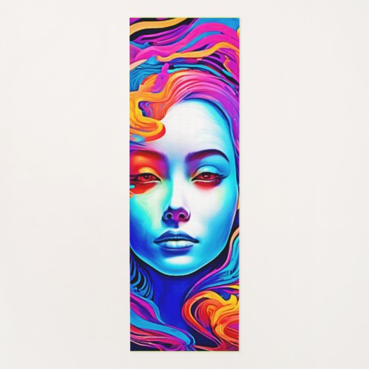 Neon Goddess mit blühendem kosmischem Haar Yogamatte (Vorderseite)