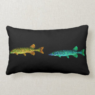 Neon Gold Gelb, Blue Shinny Langer Fisch und Schwa Lendenkissen