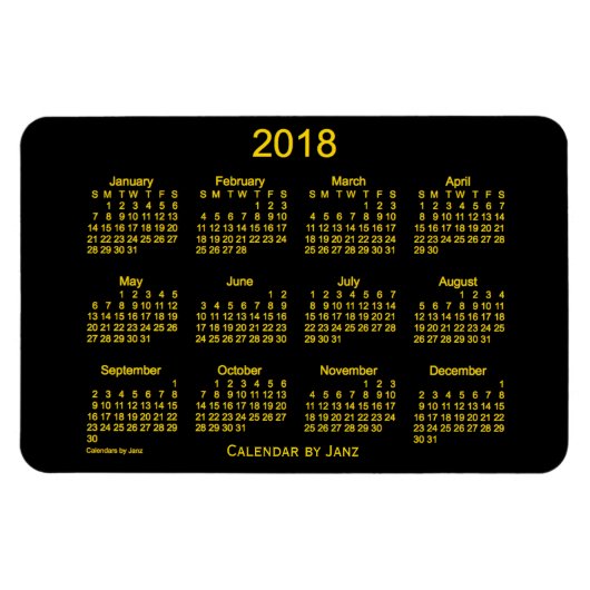 Neon Gold Kalender 2018 von Janz 4x6 Magnet (Horizontal)