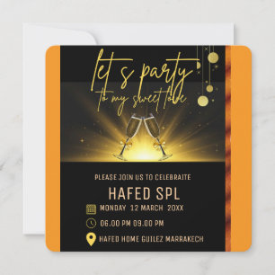 Neon-Gold-Licht Digitale Party-Einladungsvorlage,  Save The Date