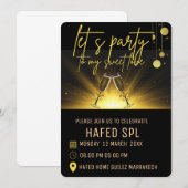 Neon Gold Light Digital Party e-invite Vorlage, B Dankeskarte (Vorne/Hinten)