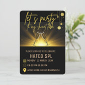 Neon Gold Light Digital Party e-invite Vorlage, B Einladung (Stehend Vorderseite)