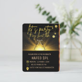 Neon Gold Light Digital Party e-invite Vorlage, B Einladung (Stehend Vorderseite)