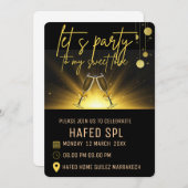 Neon Gold Light Digital Party e-invite Vorlage, B Einladung (Vorne/Hinten)