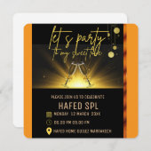 Neon Gold Light Digital Party e-invite Vorlage, B Save The Date (Vorne/Hinten)