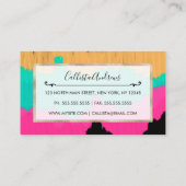 Neon Gold Pink Aquamarin Pinselstrich Farbblöcke Visitenkarte (Rückseite)