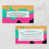 Neon Gold Pink Aquamarin Pinselstrich Farbblöcke Visitenkarte (Vorne/Hinten)