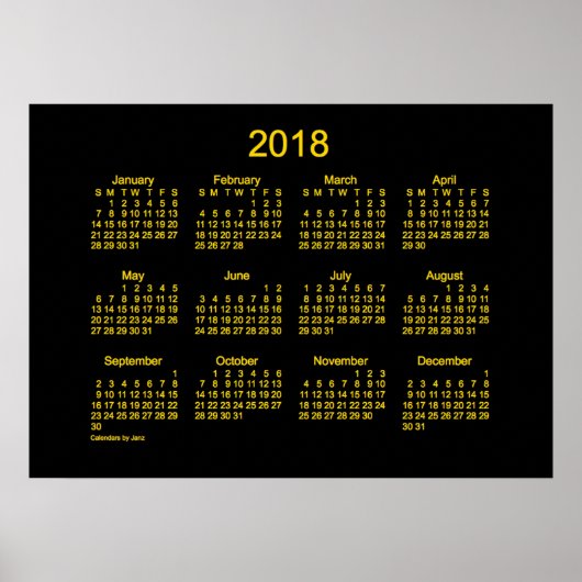Neon Gold Wall Calendar von Janz 2018 Poster (Vorne)