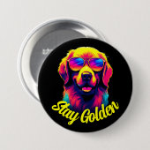 Neon Golden Retriever Button (Vorne & Hinten)