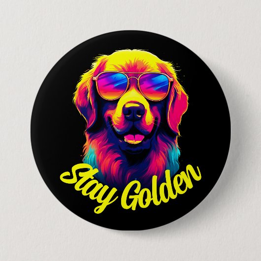 Neon Golden Retriever Button (Vorderseite)