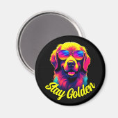 Neon Golden Retriever Magnet (Vorderseite/Rückseite)