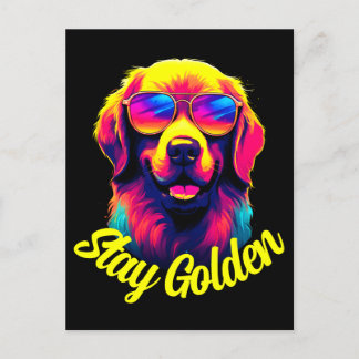 Neon Golden Retriever Postkarte