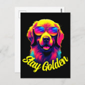 Neon Golden Retriever Postkarte (Vorne/Hinten)