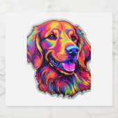 Neon Golden Retriever Schaumweinetikett (Einzelnes Label)
