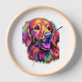 Neon Golden Retriever Uhr (Vorderseite)