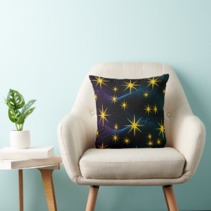 Neon Goldene Sterne Kosmische Welle Wurf Kissen