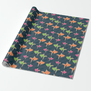Neon Goldfisch Retro Farbige Muster Geschenkpapier