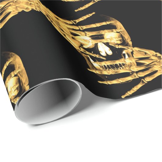 Neon goldtone Skelettverpackung Geschenkpapier (Rolleneckpunkt)