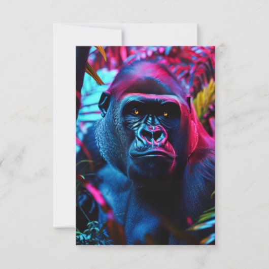 Neon Gorilla Dankeskarte (Vorderseite)