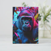 Neon Gorilla Dankeskarte (Stehend Vorderseite)