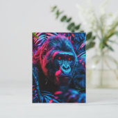 Neon Gorilla Postkarte (Stehend Vorderseite)