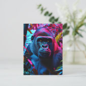 Neon Gorilla Postkarte (Stehend Vorderseite)