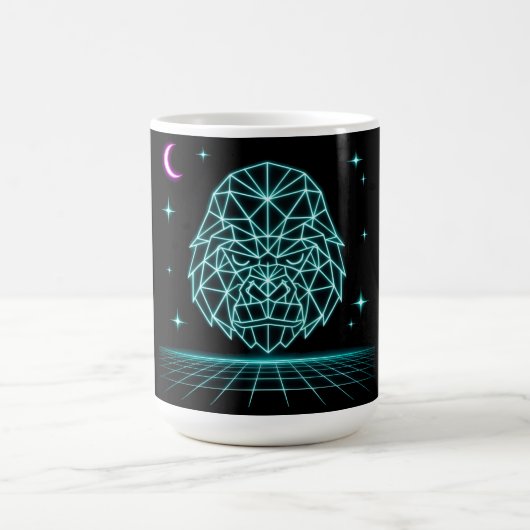 Neon Gorilla Synthwave - Retro Power Bestie Kaffeetasse (Mittel)