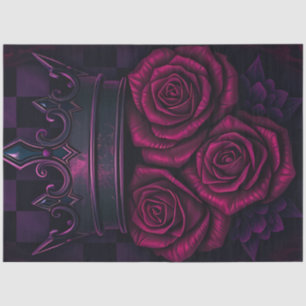 Neon-Gotik-Krone und karmesinrote Rosen Decoupage Seidenpapier