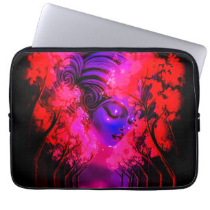 Neon-Göttin im verzauberten Wald Laptopschutzhülle