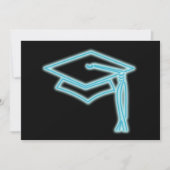 Neon Grad Cap Light Blue Einladung (Vorderseite)