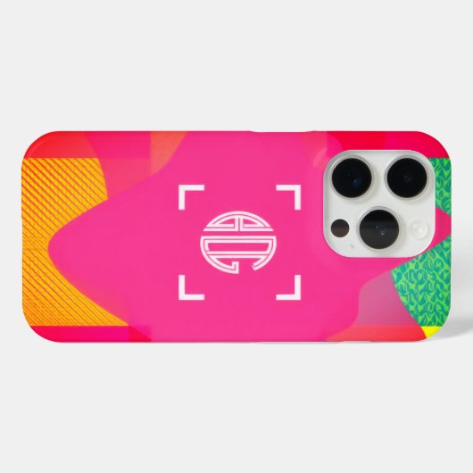 Neon Gradient Custom Monogram iPhone Case (Rückseite (Horizontal))