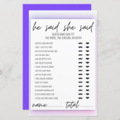 Neon Gradient sagte, sie sagte, Brautparty Game (Vorne/Hinten)