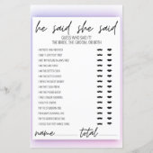 Neon Gradient sagte, sie sagte, Brautparty Game (Vorderseite)