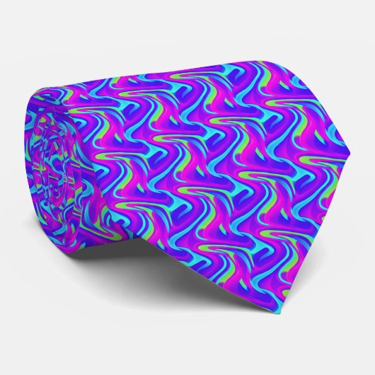 Neon Gradient Wave Pattern Krawatte (Gerollt)