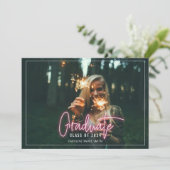 Neon Graduate Abschluss Foto Einladung (Stehend Vorderseite)