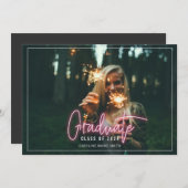 Neon Graduate Abschluss Foto Einladung (Vorne/Hinten)