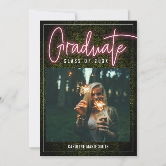 Neon-Graduate-Foto-Klasse des Abschlusses Einladung (Vorderseite)
