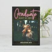 Neon-Graduate-Foto-Klasse des Abschlusses Einladung (Stehend Vorderseite)