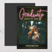 Neon-Graduate-Foto-Klasse des Abschlusses Einladung (Vorne/Hinten)