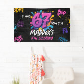 Neon Graffiti 6 7 Meme Trend Six Seven Birthday Banner (Insitu)