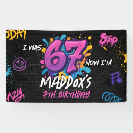 Neon Graffiti 6 7 Meme Trend Six Seven Birthday Banner