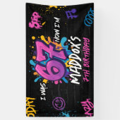 Neon Graffiti 6 7 Meme Trend Six Seven Birthday Banner (Vertikal)