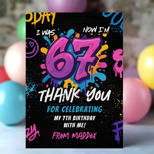 Neon Graffiti 6 7 Meme Trend Six Seven Birthday Dankeskarte